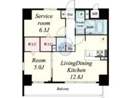 ハナミズキ福島(1SLDK/8階)の間取り写真