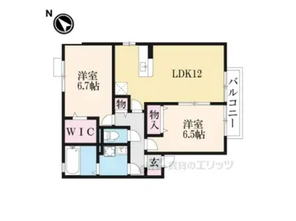 ルミエール南生駒Ⅱ(2LDK/2階)の間取り写真