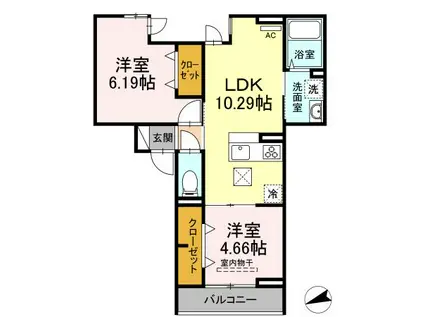 セレスティア東四つ木II(2LDK/1階)の間取り写真