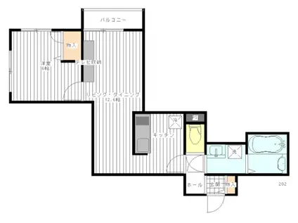 ベルリード北仙台(1LDK/3階)の間取り写真