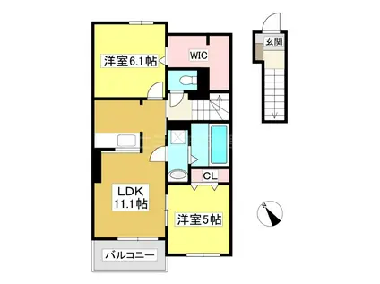 サクラーレ(2LDK/2階)の間取り写真