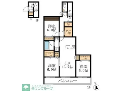 グリーンタウン赤坂(3LDK/2階)の間取り写真