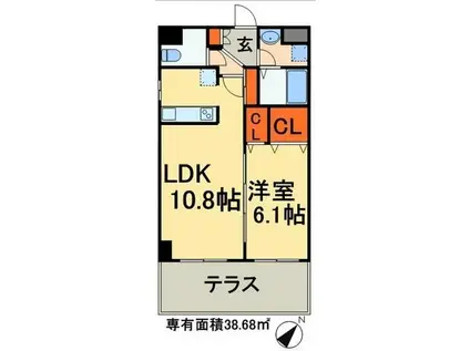 プランドール(1LDK/1階)の間取り写真