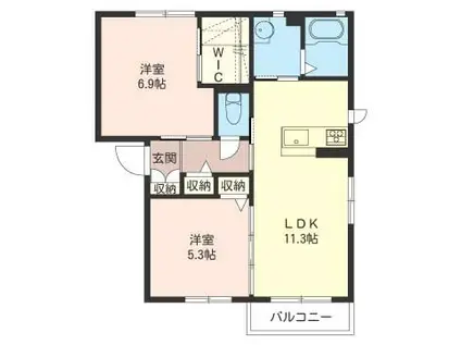 ラフィーノ A(2LDK/2階)の間取り写真