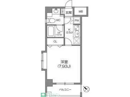 ルクレ森下レジデンス(1K/2階)の間取り写真