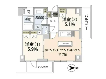 PARK WOOD高森(2LDK/9階)の間取り写真