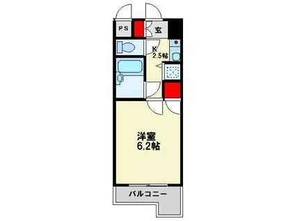 ギャラン黒崎(1K/6階)の間取り写真