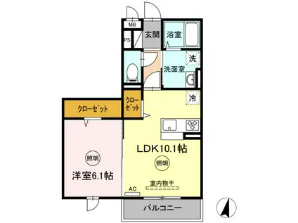 グランシエル下見(1LDK/2階)の間取り写真