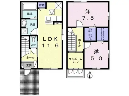 アンジュ セツ(2LDK/1階)の間取り写真