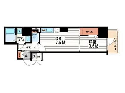 ファーストフィオーレ心斎橋イースト(1DK/5階)の間取り写真