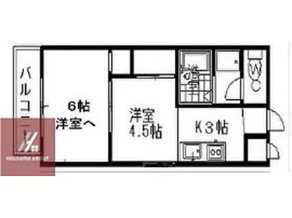 サンワエクシードハイム オール洋室仕様エアコン新品1基設置(2K/6階)の間取り写真