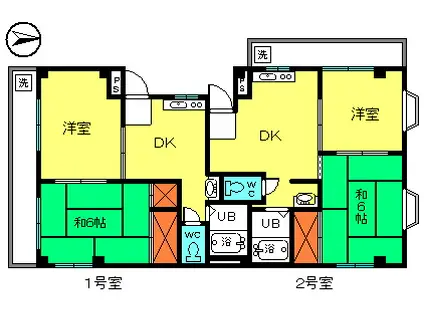 山口ビル(2DK/2階)の間取り写真