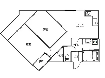 パレスNEWV B棟(2DK/1階)の間取り写真