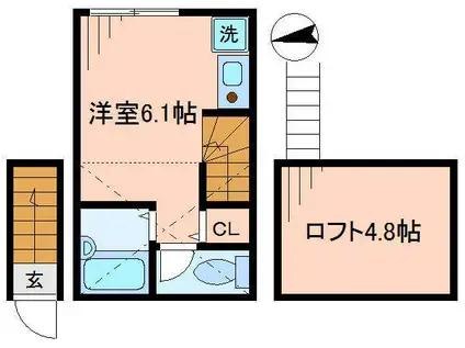 バーミープレイス桜上水III(ワンルーム/2階)の間取り写真