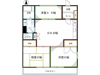 第5荒田ビル(3DK/5階)の間取り写真