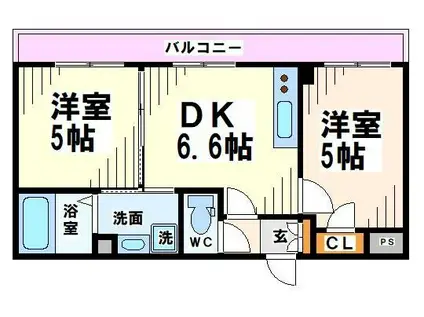 ベルヴィラージュ(2DK/1階)の間取り写真
