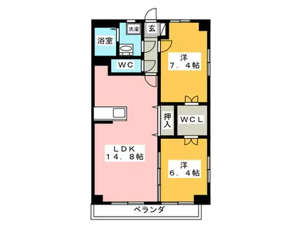 サンセールウエスト(2LDK/5階)の間取り写真