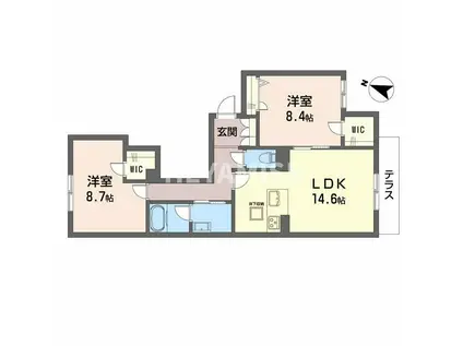 シャーメゾン フェアリーステージ(2LDK/1階)の間取り写真