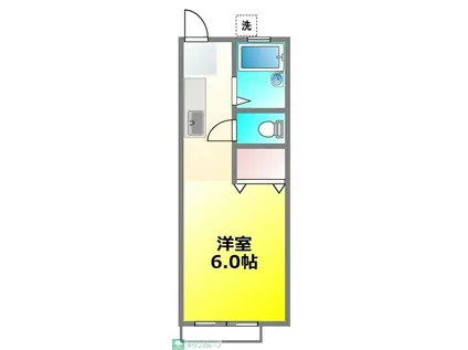 サンフルとよばし(ワンルーム/2階)の間取り写真