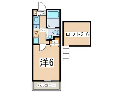 BELLAVISTA港南台(1K/2階)の間取り写真