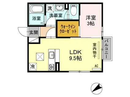 GLANZ K105(1LDK/1階)の間取り写真