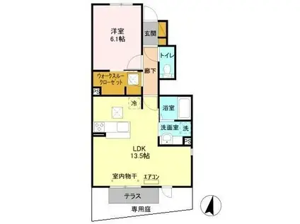 クレアIII(1LDK/1階)の間取り写真