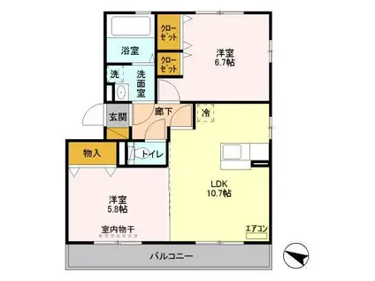 ボヌールおおたかの森I(2LDK/3階)の間取り写真