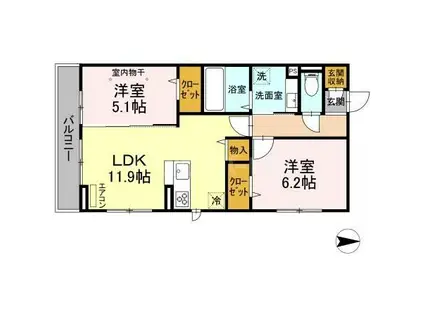 グリーンパーク(2LDK/3階)の間取り写真