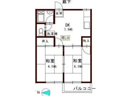 フォーブル北綾瀬II(2DK/1階)の間取り写真