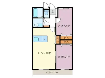 MOSガーデン(2LDK/2階)の間取り写真
