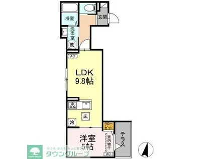 セレスティア大島(1LDK/1階)の間取り写真