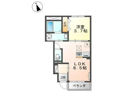 サンテラス(1LDK/1階)の間取り写真