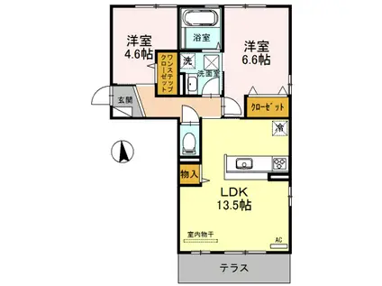 ビスターレ(2LDK/1階)の間取り写真