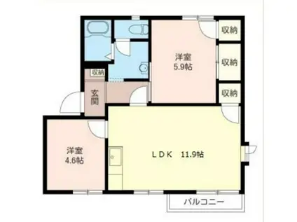 サンモール五番館(2LDK/1階)の間取り写真