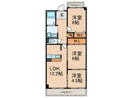 フロレセール南六甲(3LDK/4階)の間取り写真