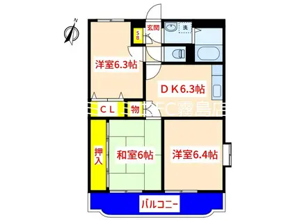 コーポラスソレイユ(3DK/3階)の間取り写真