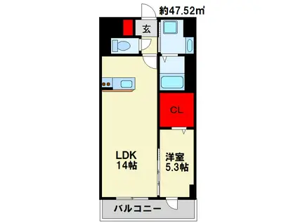 CREWS.REINE(1LDK/6階)の間取り写真