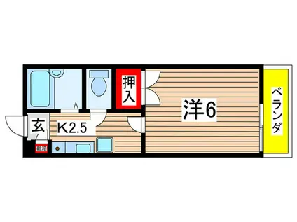 コーポ中筋(1K/2階)の間取り写真