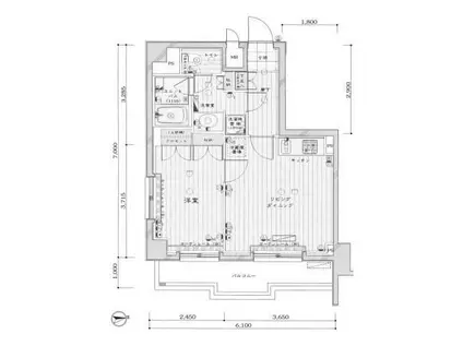 ルーブル飯田橋(1LDK/8階)の間取り写真