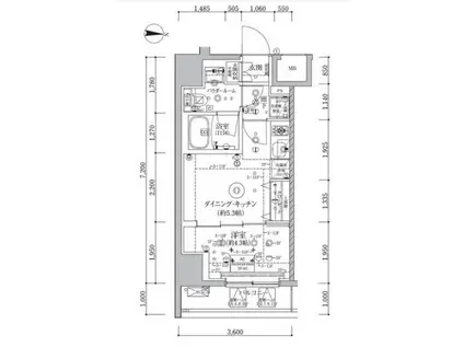 アルテシモ クレルトルテ(1DK/7階)の間取り写真