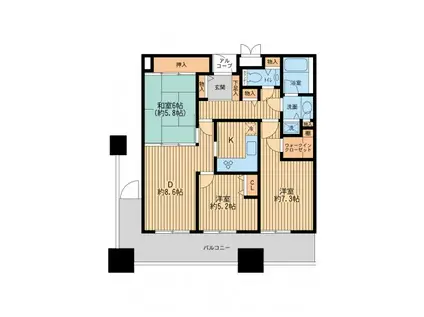 リバーサイド隅田セントラルタワ(3DK/31階)の間取り写真