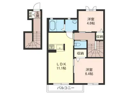 ソレアード・スール(2LDK/2階)の間取り写真