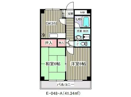 第2レクコーポ舞浜E48番館(2DK/4階)の間取り写真