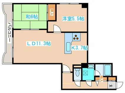アジエステート大通西プラザ(2LDK/9階)の間取り写真