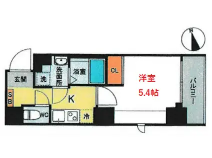 アスカレジデンス戸越銀座(1K/3階)の間取り写真