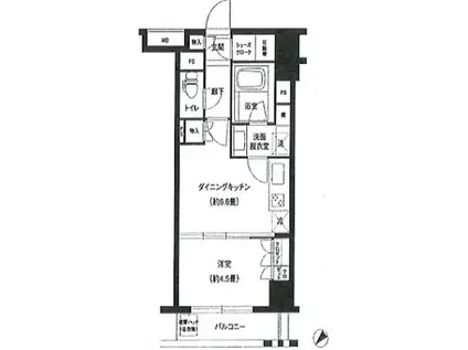 グランスイート銀座レスティモナーク(1DK/3階)の間取り写真