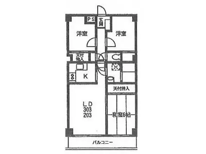 セントラル富浜(3LDK/3階)の間取り写真