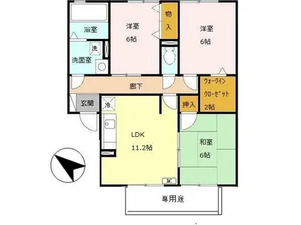 グレイスコート C棟(3LDK/2階)の間取り写真