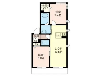 グランツィオーネI(2LDK/1階)の間取り写真