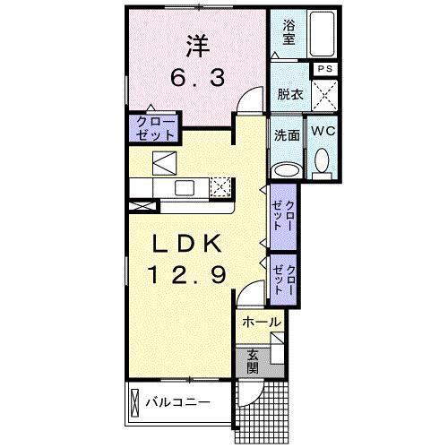 メゾンドラフレシールA(1LDK/1階)の間取り写真